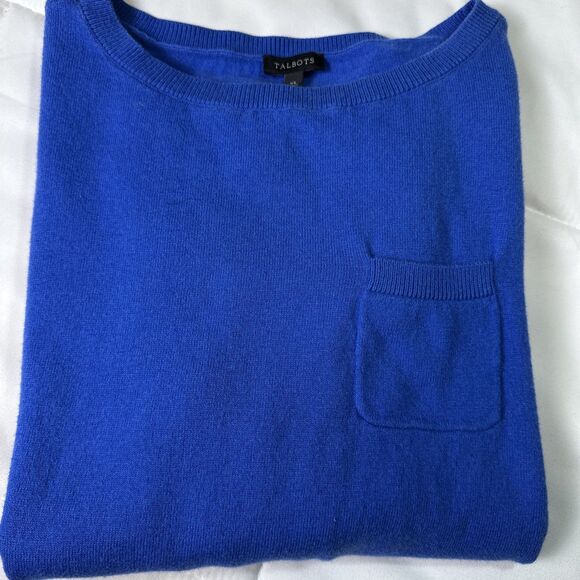 Talbots Royal Blue Round Neck Long Sleeve Lightweight Sweater w/Pocket, Size XL - Picture 10 of 10